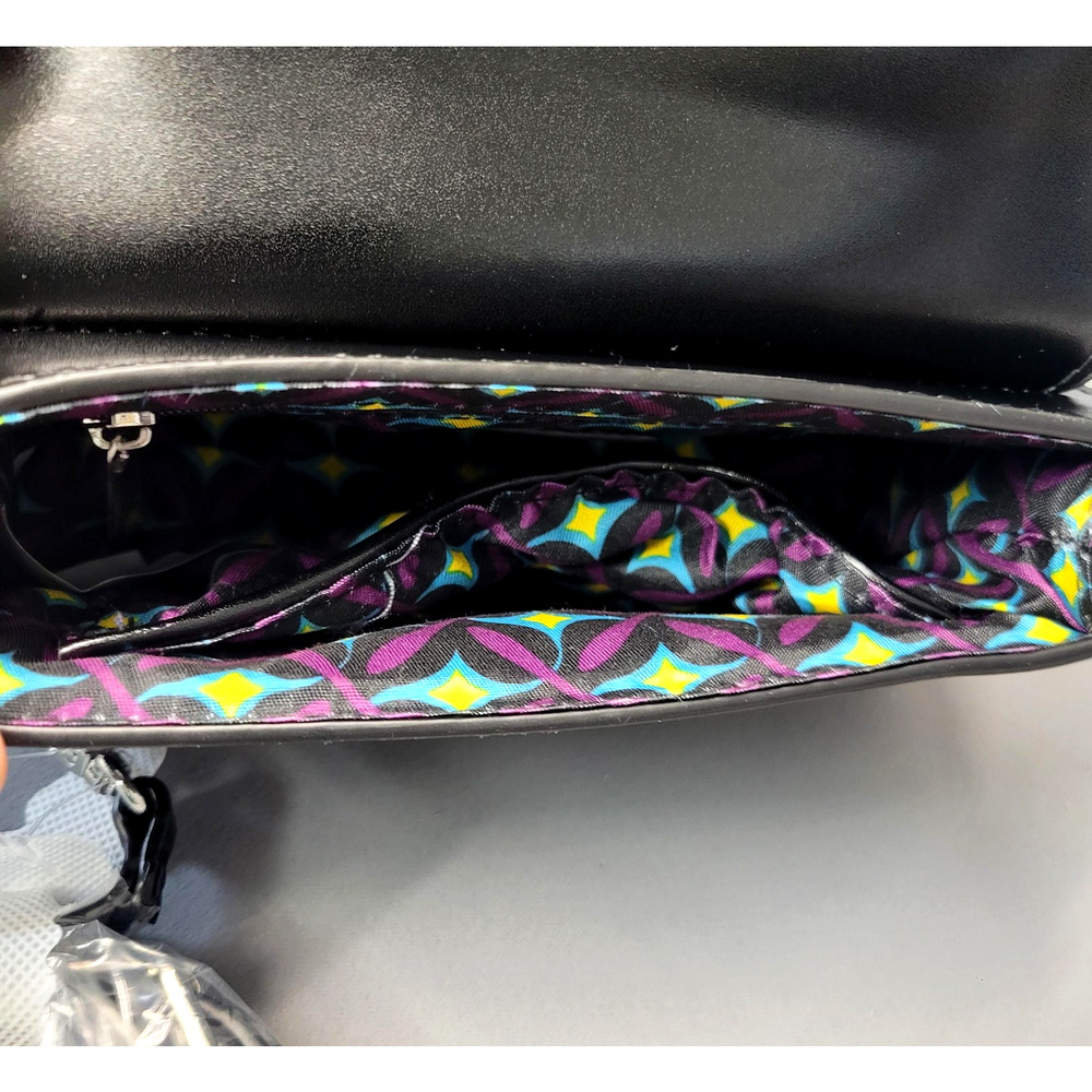 CXL by Christian Lacroix Crossbody Bag Womens Black Laine Matte Patent Purse - Picture 10 of 16